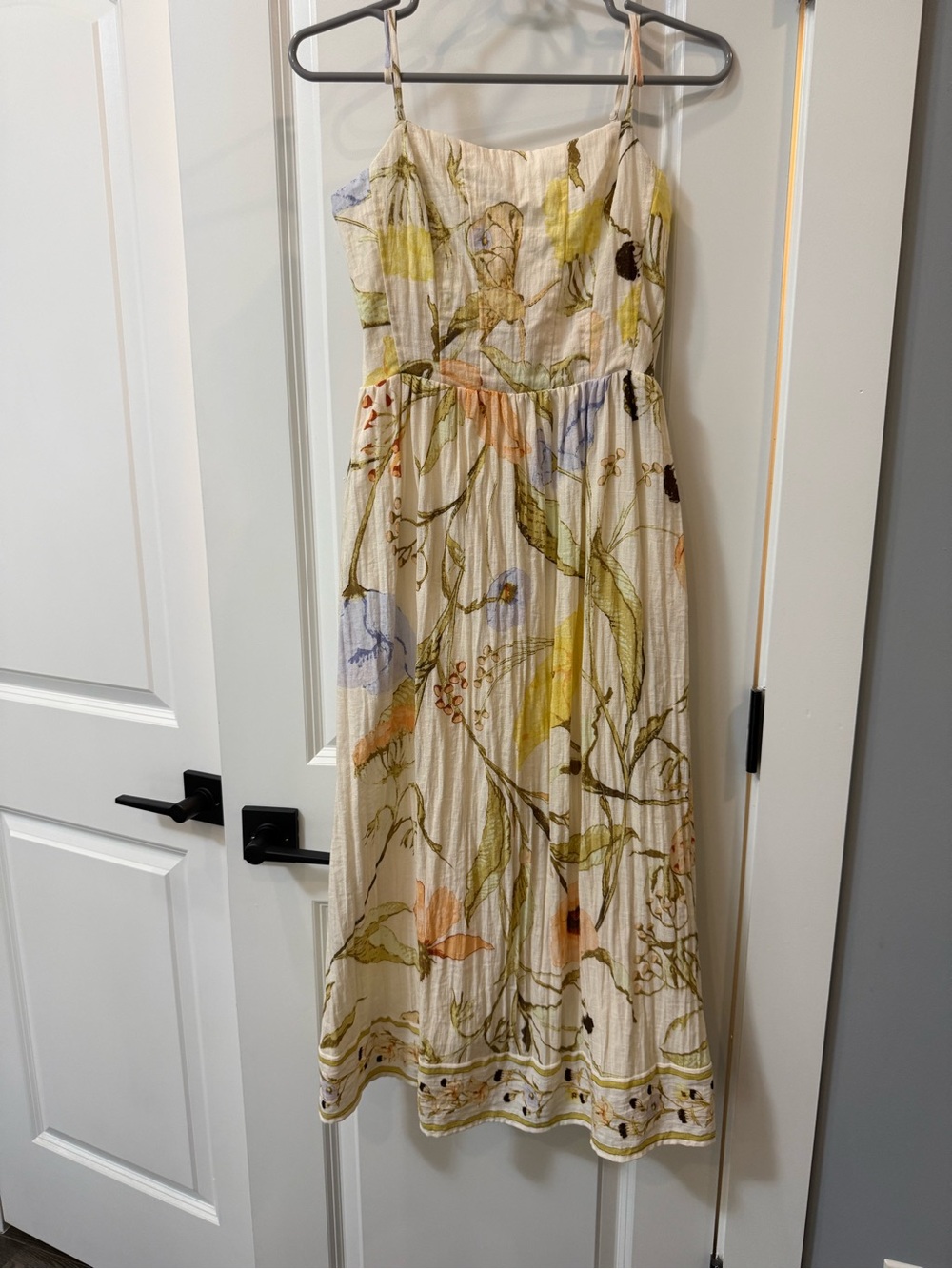 H&M Cream Floral Maxi Dress with Yellow and Green Accents